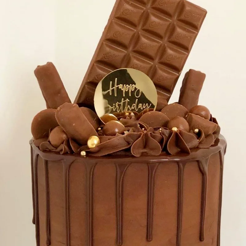 Топпер для кексов на день рождения акриловый розовый золотой серебряный Круглый