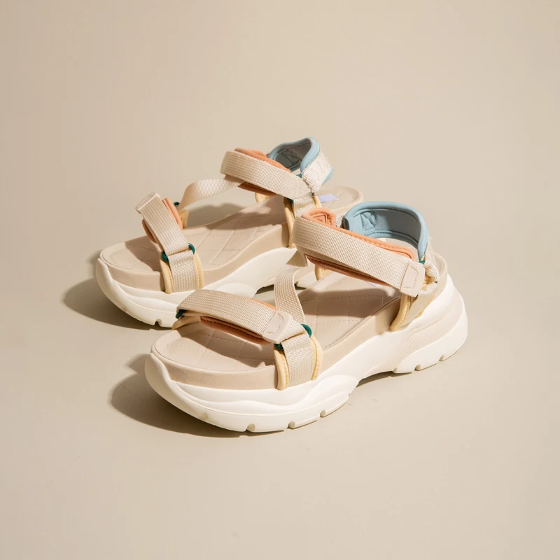 

2021 Summer Sport Sandals Thick-soled Platform Sandals Female Girls Mixed Colors Wedges Sandalias Increased Internal Shoes