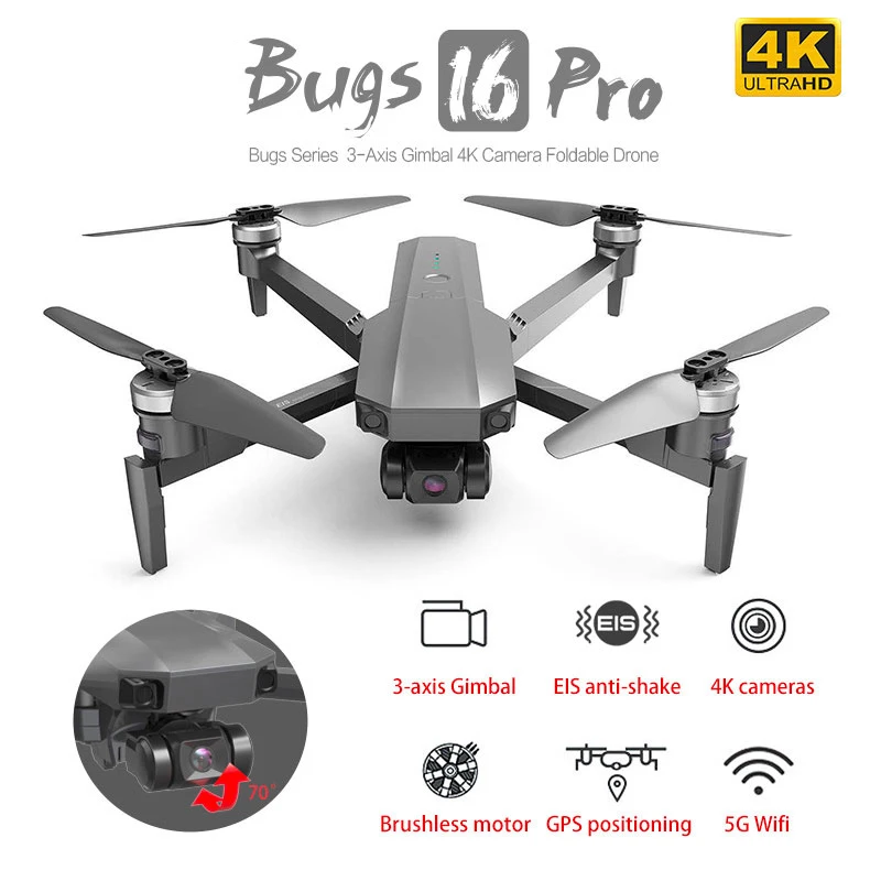 Дрон MJX Bugs B16 PRO Pro профессиональный Квадрокоптер с камерой 4K три оси стабилизатор