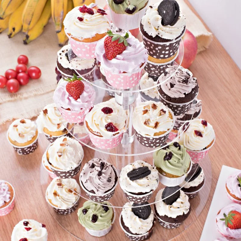 4 ярусный выставочный стенд Круглый акриловый кекс Дисплей Свадебная вечеринка