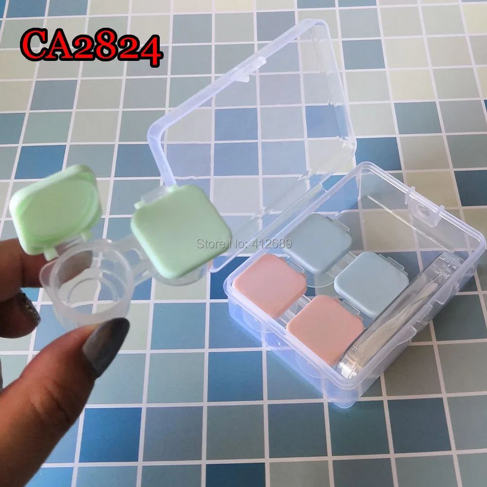 

Contact lens case 3pcs jelly Slipcaps small travel box with pp saving box CA2824