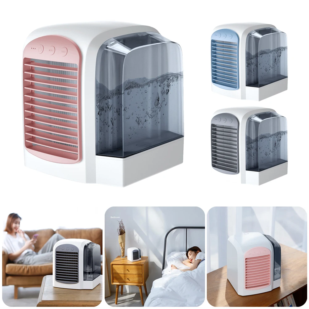 

Mini Portable Air Conditioner LED Night Light Humidifier Purifier USB Desktop Cooler Fan With Water Tanks For Office Room New