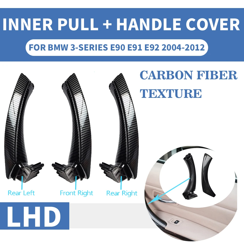 LHD RHD углеродное волокно текстура автомобиля внутренняя ручка дверная панель
