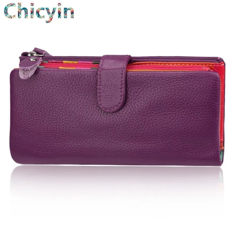 Женский клатч новый кошелек кошельки из воловьей кожи Длинный на молнии для iPhone