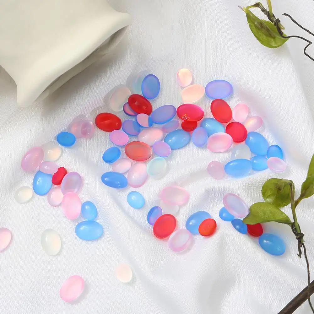 10 шт./Лот искусственная Смола бусины кошачий глаз овальные плоские прозрачные