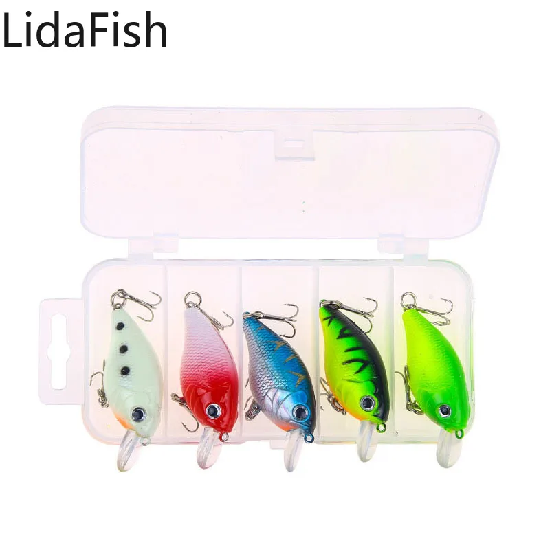 

Lidafish 6Pcs Mixed Colors Luminous Fishing Lures Set 5.5cm 7g CrankBait Wobblers Trolling Pike Carp Fishing Tackle