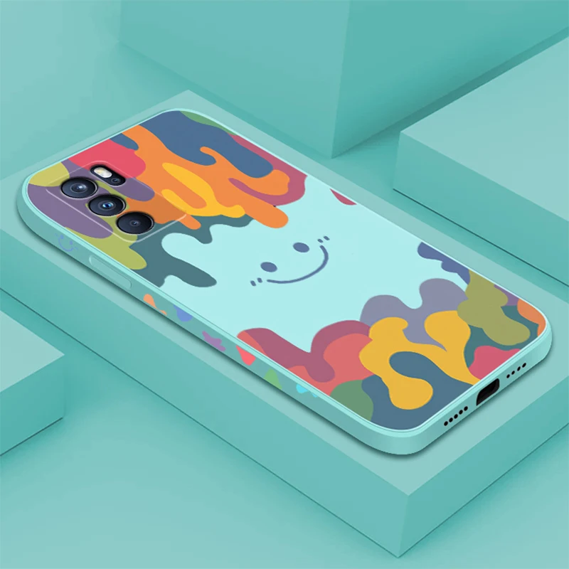 

Cute Smile Case For Reno 6 Pro Plus Reno 5 Pro 4 Z 5G 2Z 2F Soft Silicone Lace edge strip Phone Cover For Find X3 Pro Lite Neo