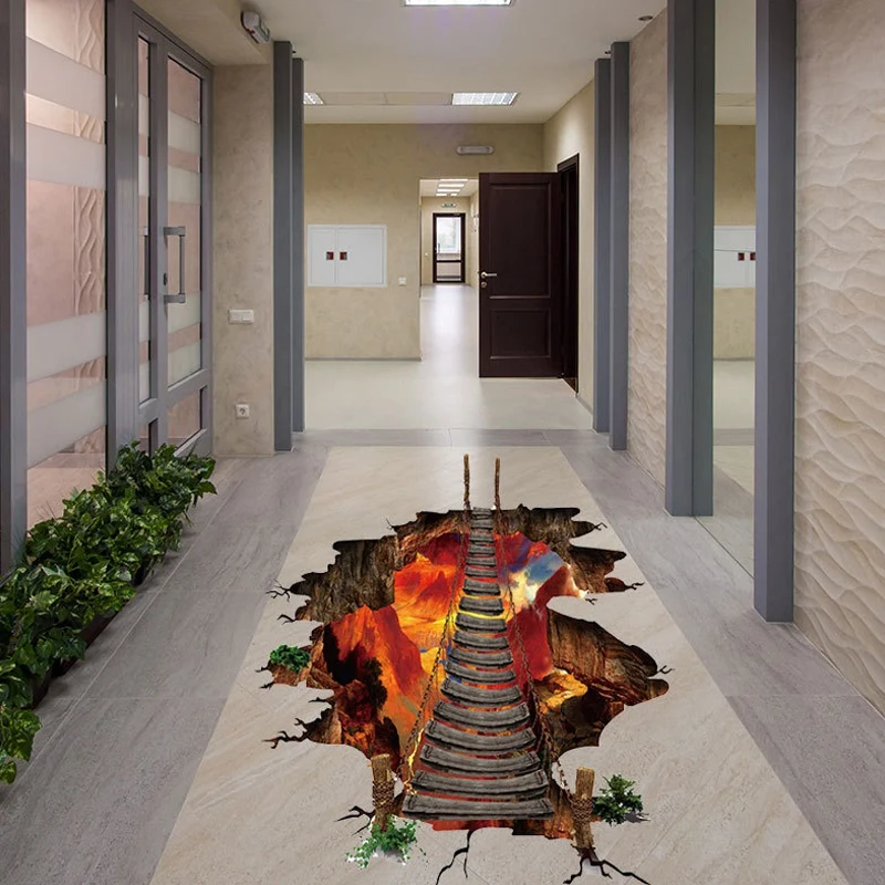 Новые 3D яркие лавы Drawbridge наклейки на пол домашний декор DIY настенные для дома