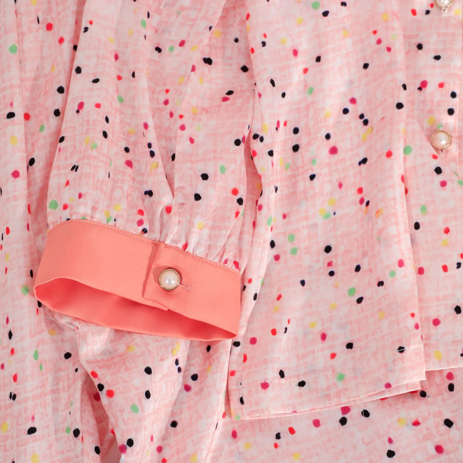 

2021 Women's Nightwear Spring New Silk Sleepwear Rainbow Polka Dot Plaid Homewear Satin Printed Girl Pajama Sets