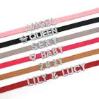 Мягкая бархатная кожа Персонализированные Пользовательское Имя ожерелье для женщин с украшением в виде кристаллов с надписями на английском языке королевские пикантные туфли колье с подвеской, подарок на день рождения