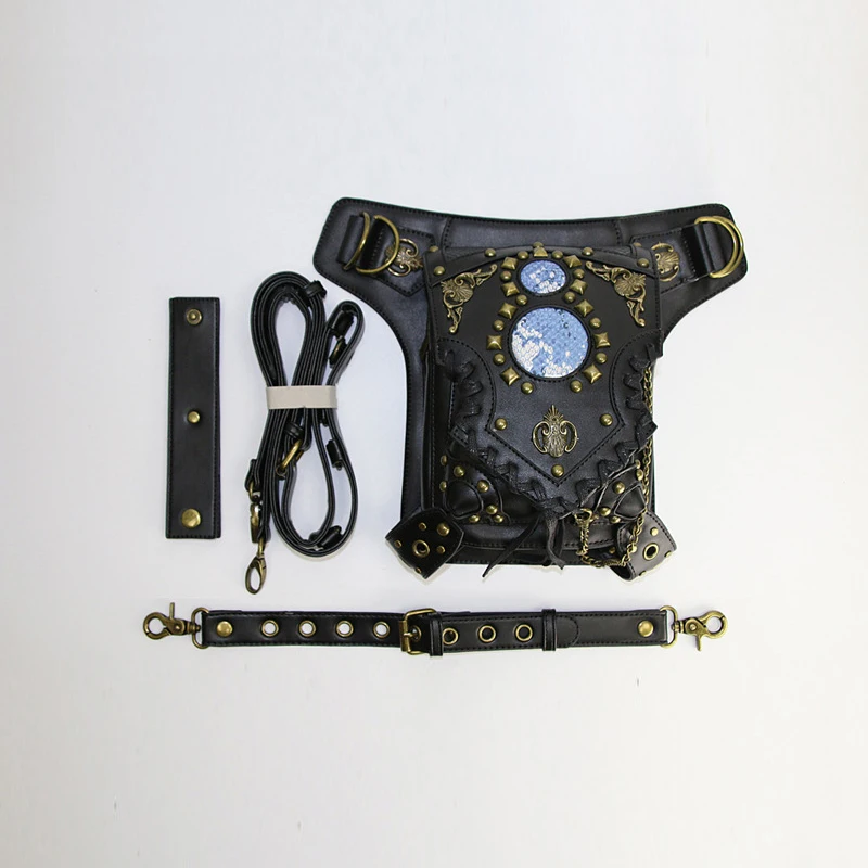 

2021 Simple Fashion Retro Steampunk Waist Bag Medieval Vintage Shoulder Diagonal Unisex Gothic Messenger Travel Riding Leg Bag