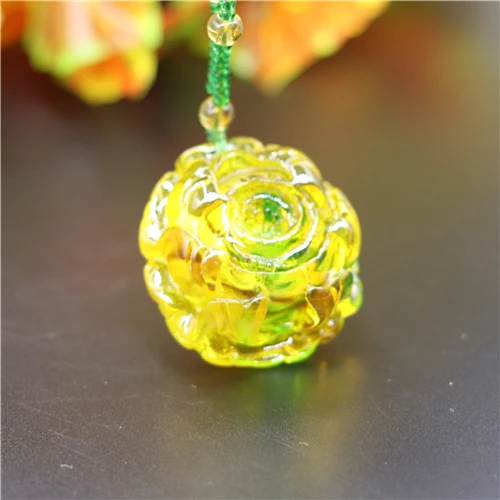 Желтая Янтарная Роза подвеска модное ожерелье с цветком очаровательные