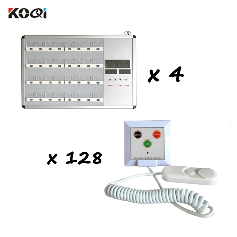 DC12V Emergency Device Wireless Nurse Calling System 4 Number Receiver 128 Pull Cord Call Button for Hospital