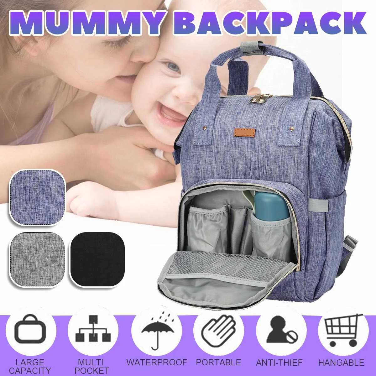 

Многофункциональная водонепроницаемая сумка для мам, рюкзак для подгузников и подгузников для мам, вместительные дорожные сумки для мам