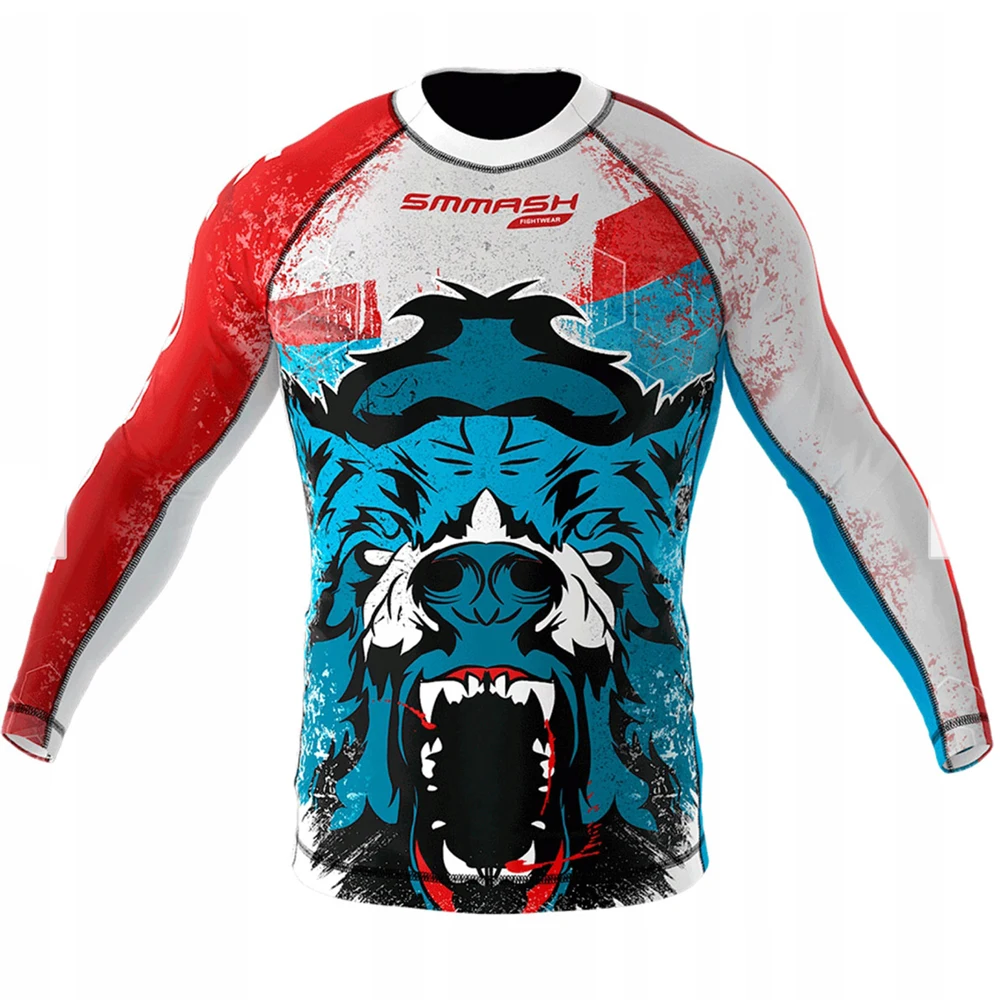 Совершенно новая BJJ MMA тренировочная компрессионная футболка Rashguard мужская 3D