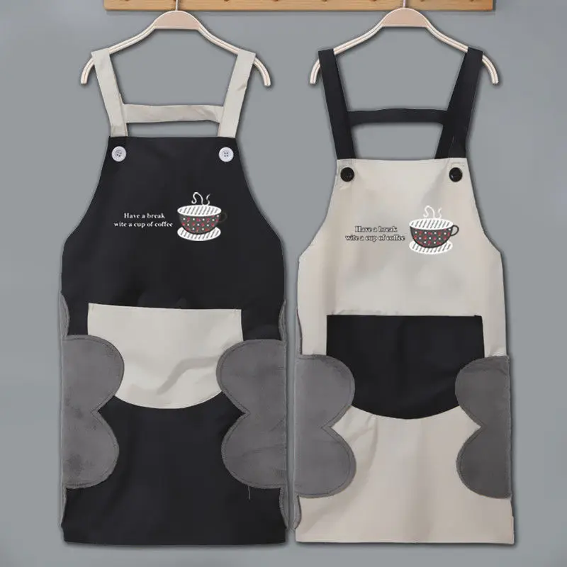 

Washable apron women's fashion kitchen household adult waterproof and oil proof household cooking dirt resistant baking Bib