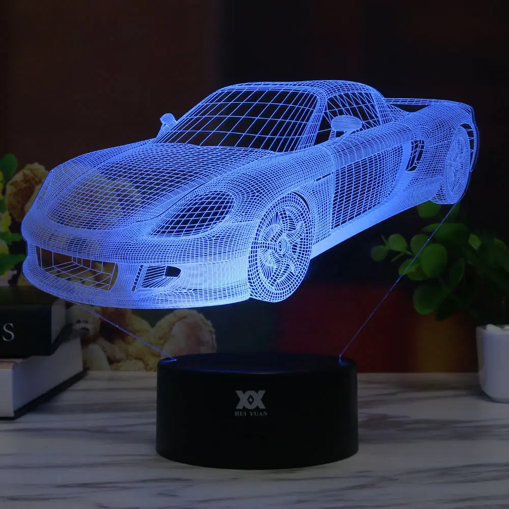 Touch switch Ночной светильник Настольная лампа подарки атмосферу 3D Кросса сенсорный Управление украшения Рождественская машинки художественная детская Освещение в помещении - Испускаемый цвет: Touch switch