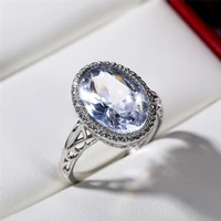 luxury oval crystal stone rings for women exquisite cubic zirconia ring fashion wedding engagement accessories jewelry 2021