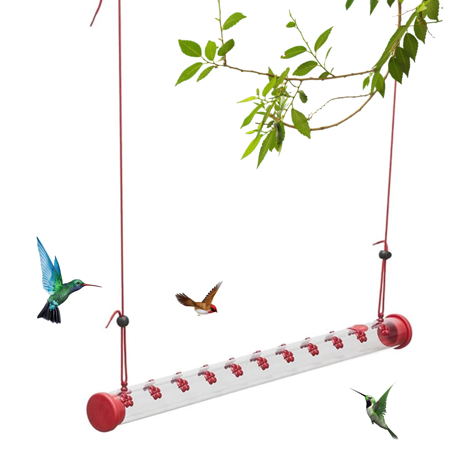 

Behogar Hummingbird Feeder Hanging Long Tube Transparent Bird Feeder Food Dispenser for Outdoor Deck Patio Garden Yard Balcony