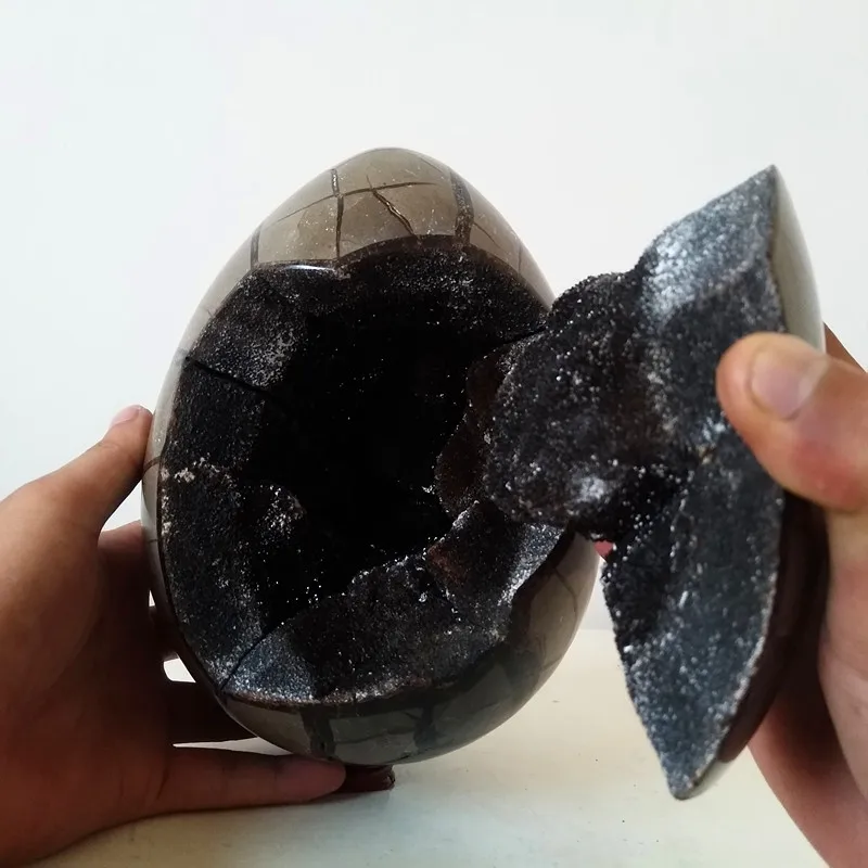 Гигантский натуральный жеод кристаллы яйцо Septarian камень Дракон яйца Идеальный