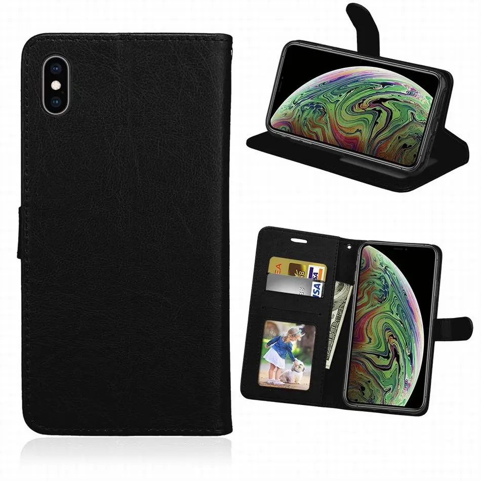 Простые кожаные чехлы, чехлы-книжки для Apple iPhone 4G 5G 6G 7G 8G 6+ 7+ 8+ подставка Fundas, одноцветная Рамка Держатель карточки Coque P08G
