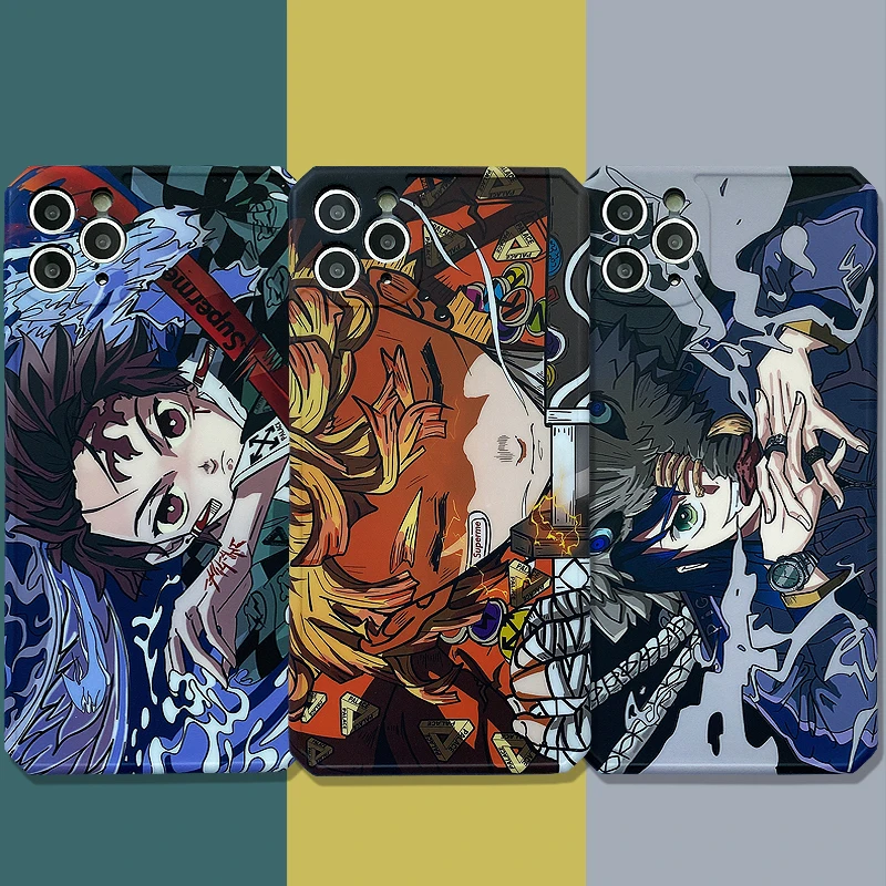 

Man Ghost Slayer Anime Character Graffiti IPhone11ProMax/12Mini/XR/XS/X/8/7Anti-drop Silicone Couple Mobile Phone Case Wholesale