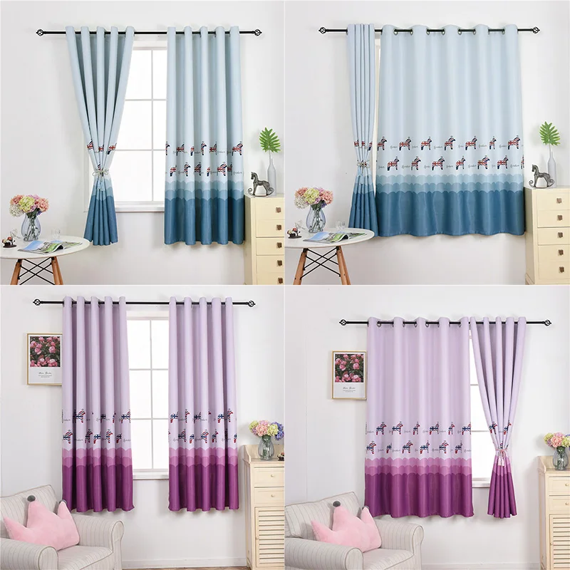 GY2827 деревянные короткие занавески с принтом лошадей Gyrohome 1 шт. для гостиной