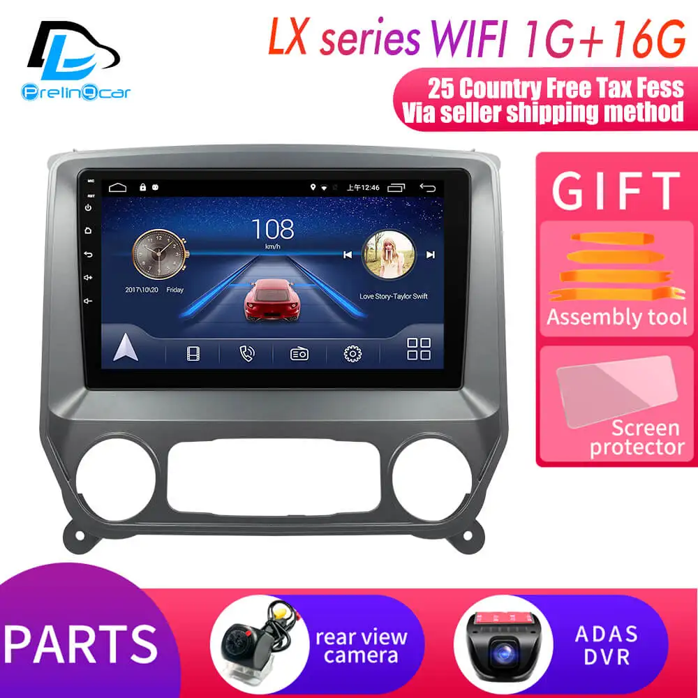 LX player 1G16G DVR Android 9,0 автомобильный DVD gps стерео аудио навигационная система для Chevrolet Silverado GMC sierra- лет радио плеер - Цвет: LX player 1G16G DVR