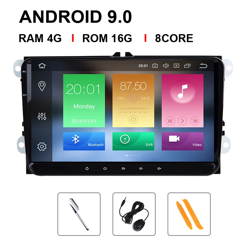 2 Din Android 9 Автомобильный мультимедийный gps навигатор для Amarok волксаген VW Passat B6 golf 56 Skoda Octavia 2 Superb 2 Seat Leon радио - Цвет: 8 Core 16 ROM