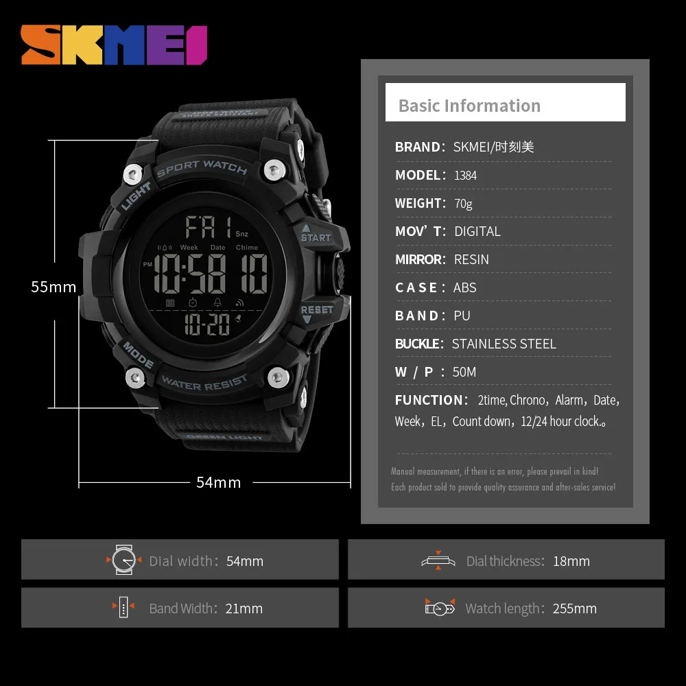 

SKMEI Shockproof 2 Time Sport Watch Stopwatch Count Down Mens Digital Watches Waterproof Soft Clock For Male reloj hombre 1384
