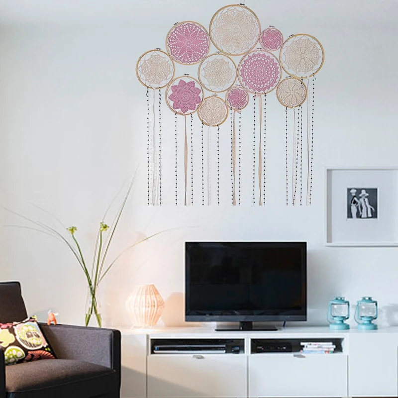 Новый diy большой Doily кружевной Ловец снов бохо настенный богемный домашний декор