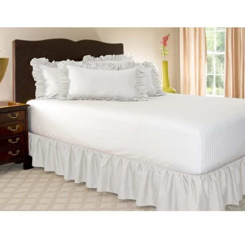 

Однотонная эластичная постельная юбка без поверхности кровати, постельный фартук из 100% полиэстера, кружевная постельная юбка большого раз...