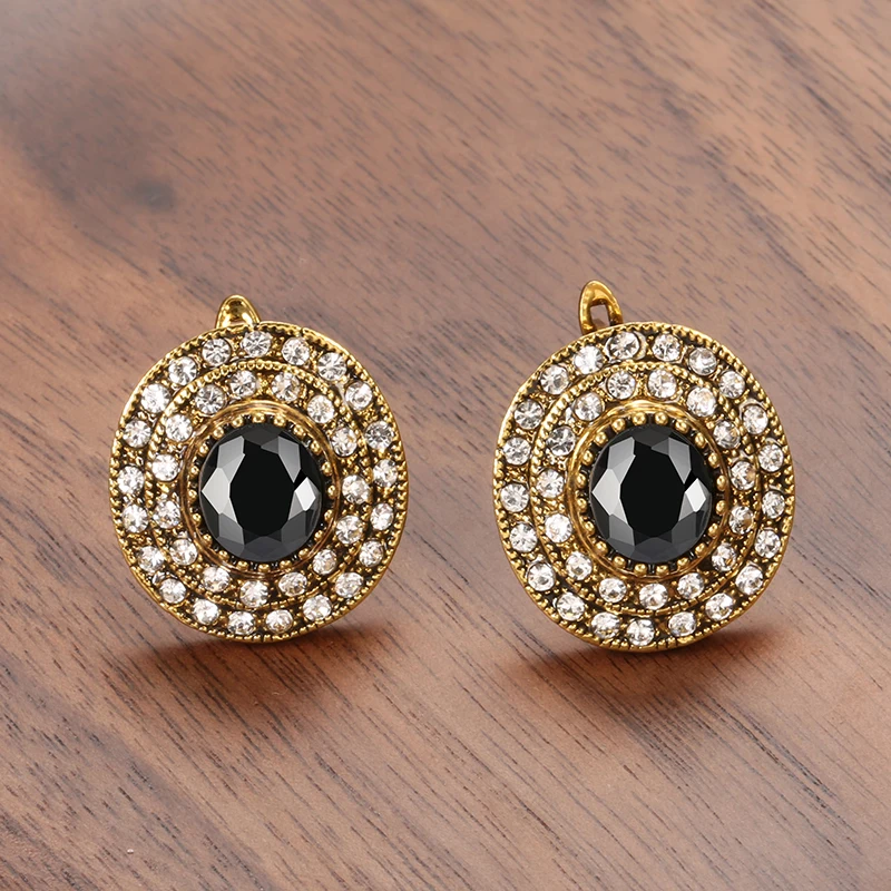 Kinel винтажные черные серьги и кольцо для женщин этнический Свадебный комплект