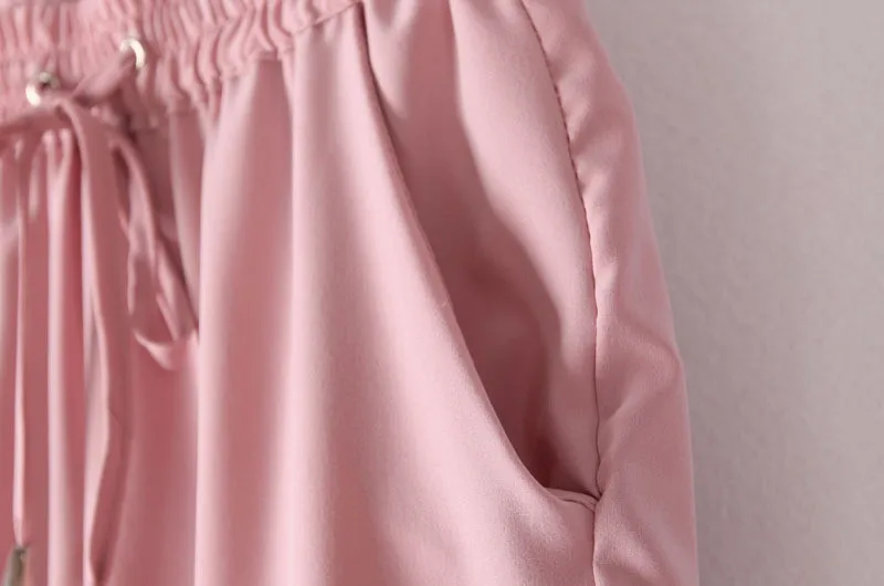 Женские шаровары из смесового хлопка однотонные шифоновые ярких цветов с