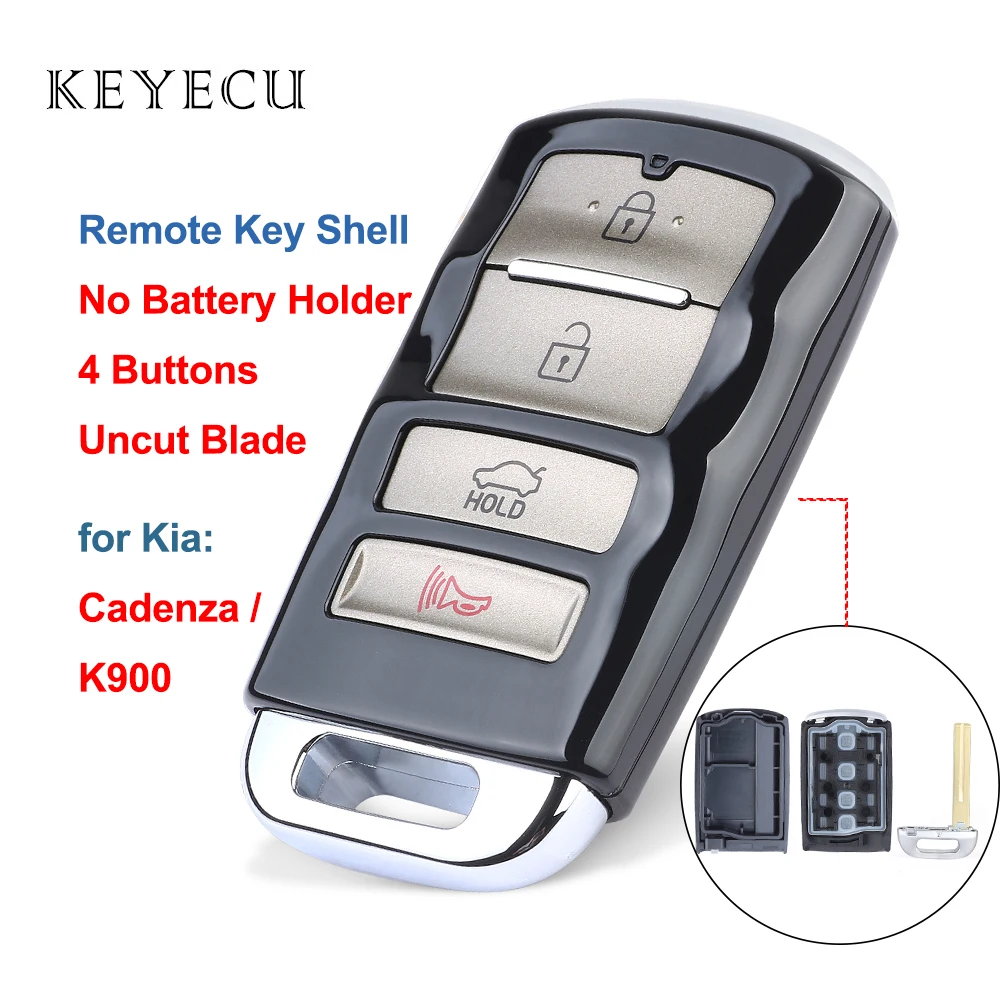 Смарт-чехол Keyecu для автомобильного ключа с дистанционным управлением, чехол с 4 кнопками для Kia Cadenza K900 2014 2015 2016 2017-без держателя аккумулятора