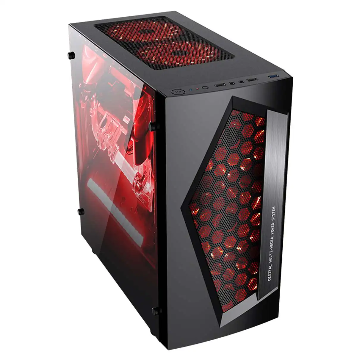 LEORY V3 ATX Computer Gaming PC Case 8 Fan Ports USB 3.0 For M-ATX/Mini ITX Motherboard Black/White 370 x 185 x 380mm