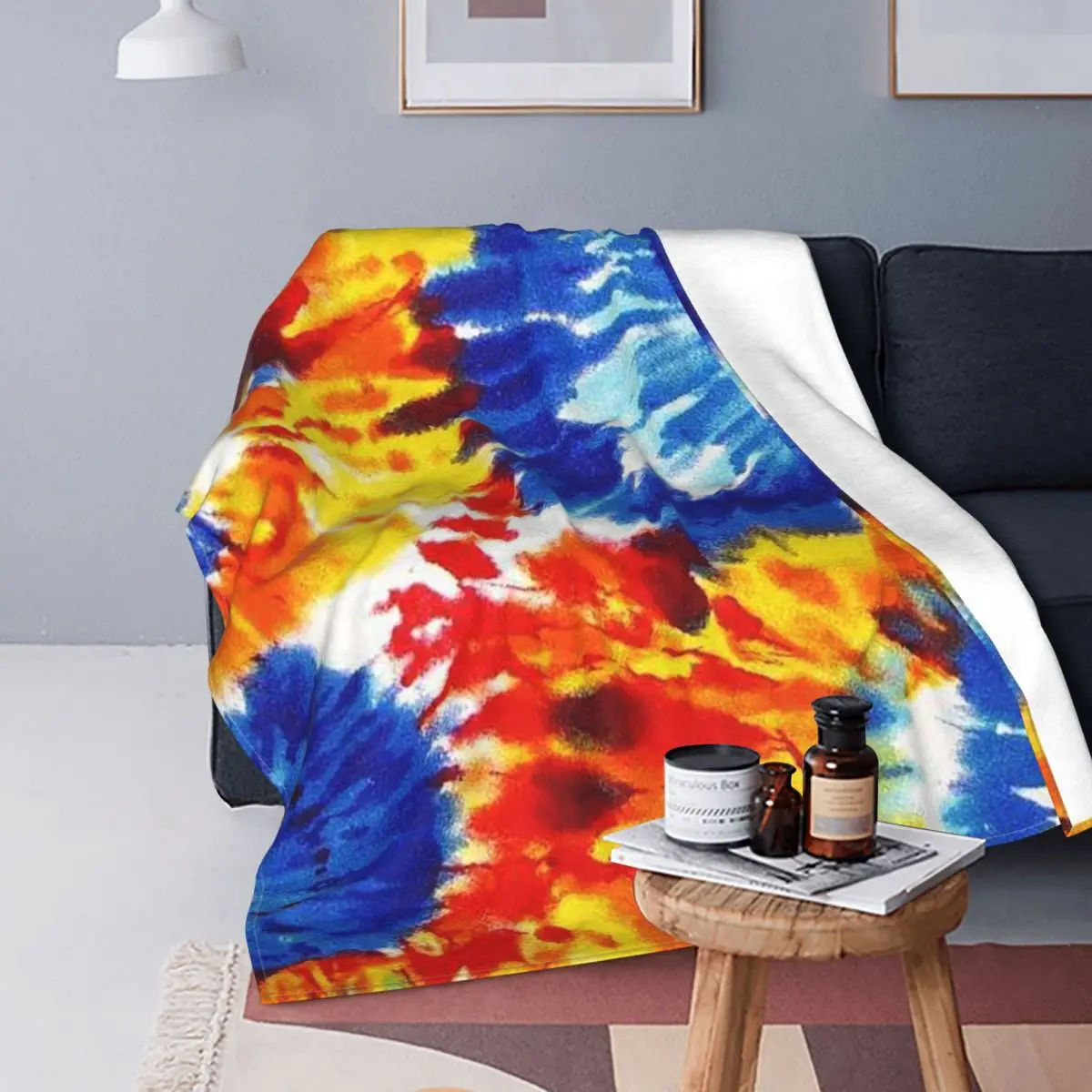 

Tie Dye Blanket Fleece Print Colorful Breathable Lightweight Thin Throw Blankets for Sofa Outdoor Quilt