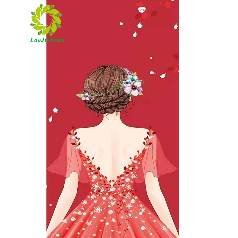 Полный 5D DIY алмазная живопись набор крестиков мультфильм девушка тени картина