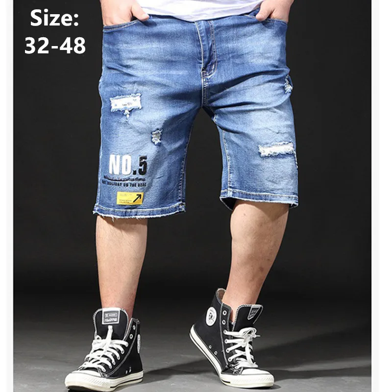 Джинсовые шорты для мужчин винтажные рваные стрейчевые с высокой талией эффект