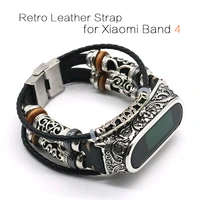 for mi band 4 strap retro genuine leather watch band bracelet for xiaomi mi band 5 wristband accessories for mi band 4 pulseira
