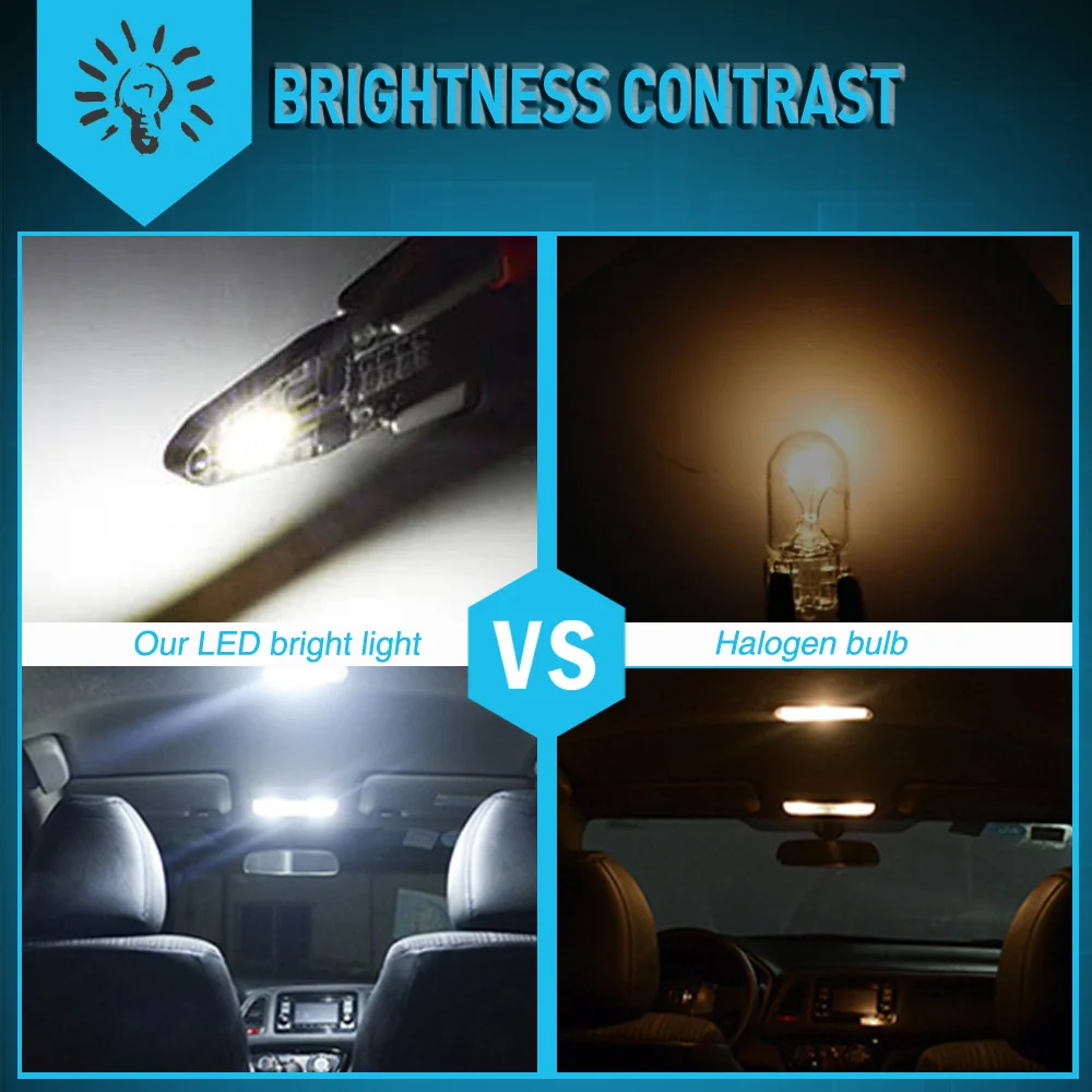 

100x LED T10 W5W Canbus Error Free 6000K White Bulb for Audi BMW VW Mercedes Car Interior Dome Light Trunk Lamp Parking Lights