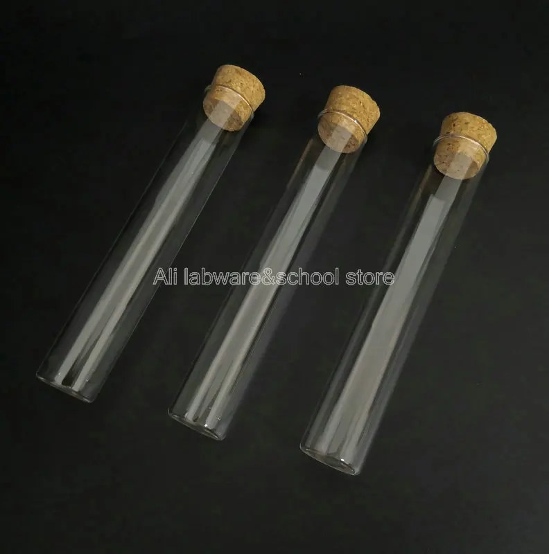 

10pcs 25x150mm Glass Test Tube With Cork Stopper Storage Tea Jar Flat Refillable Bottle Vial All Size In Store