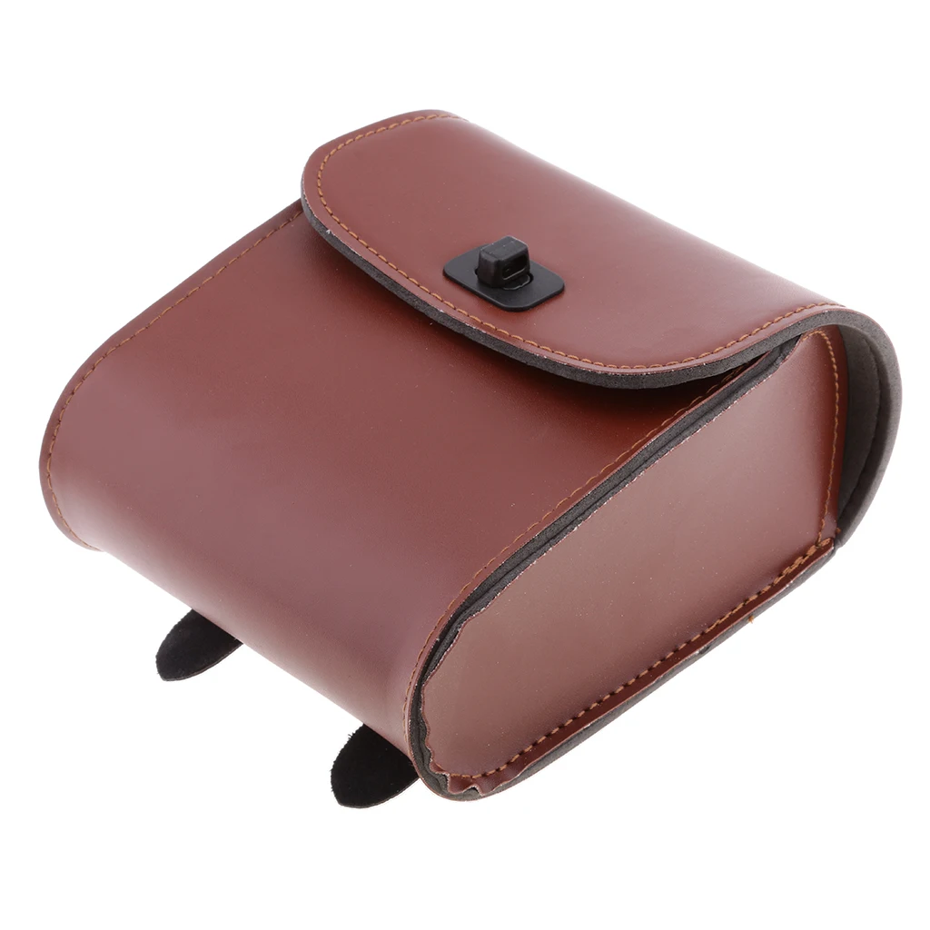 

Motorcycle Bike Saddle Bags Saddlebags PU Leather Side Storage Fork Tool Pouch - Brown