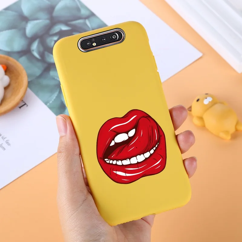 055 Yello ТПУ чехол для samsung Galaxy A80 силиконовый милый для samsung задняя крышка A 80 A805F A50 A70 A10 A20 A10S A40 протектор черный - Цвет: 055