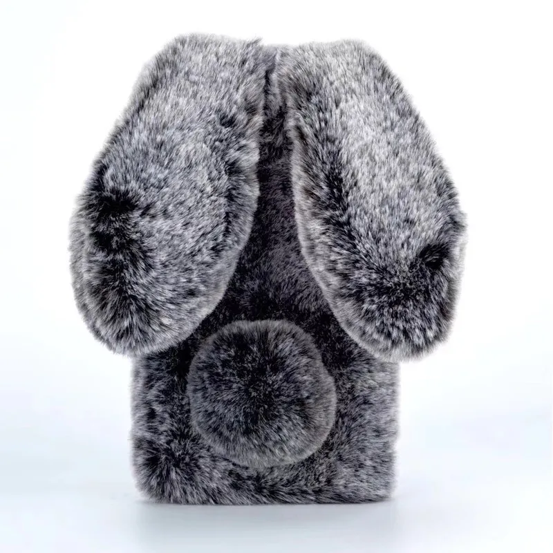 Winter Warm Cute Rabbit Case For Huawei P20 P30 Pro P8 P9 Lite Chrismas Gift Plush Fur Soft Silicon Phone Case For Mate 20 Pro - Цвет: Dark Gray