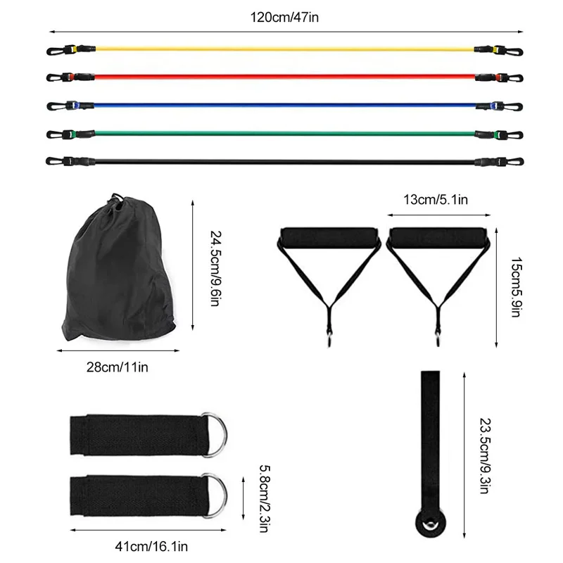 Stock 11Pcs/Set Pull Rope Fitness Equipment Band Set Training Resistance Muscle Exercises Elastic Bands For Home Gym | Спорт и