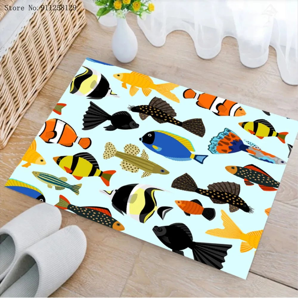 

Tropical Fish Doormat 3D Print Doormat For Entrance Door Mat Outdoor Home Welcome Doormat Rectangle Floor Rug Decoration