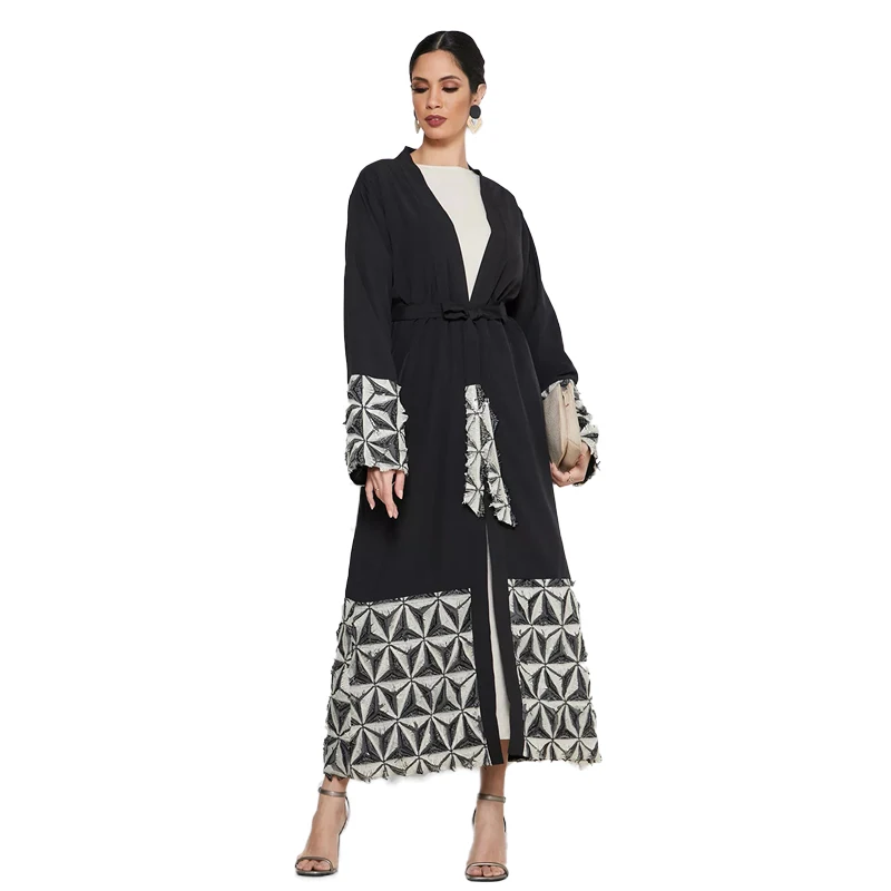 Long Muslim Woman Tracksuit Open Belt Three-Dimensional Decoration Clothing For Woman Survêtement Femme Musulmane Cm139