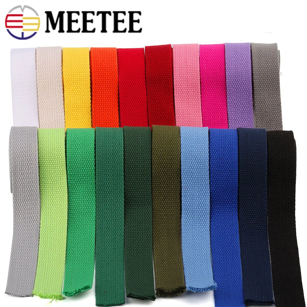 

8yards 1.5mm Thick Canvas Cotton Webbings High Tenacity Backpack Strap Webbing Ribbons Tape Sewing Bias Binding Clothes Craft