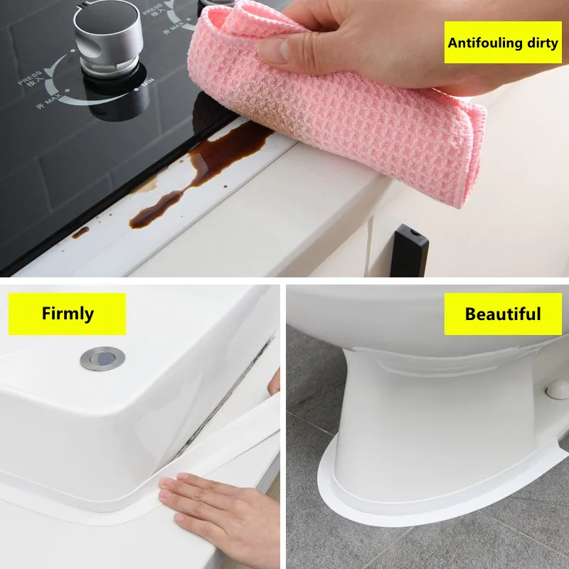 

3.2m Kitchen Sink PVC Waterproof Sticker Anti-mold Waterproof Tape Bathroom Countertop Toilet Gap Self-adhesive Seam Stickers